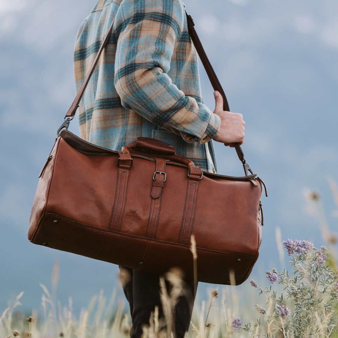 Buffalo Jackson Trading Co. Limited Edition Roosevelt Leather Duffle Bag Buffalo Grain