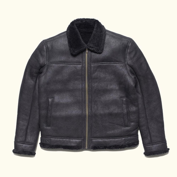 Black Shearling Leather Bomber Jacket | Buffalo Jackson