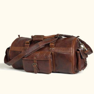 45 L Duffle Travel Bag in Buffalo Grain Pebble Patina Texture