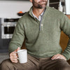 Quarter Button Wool Sweater | Pine Fleck