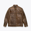 Cafe Racer Leather Jacket | Distressed Brown