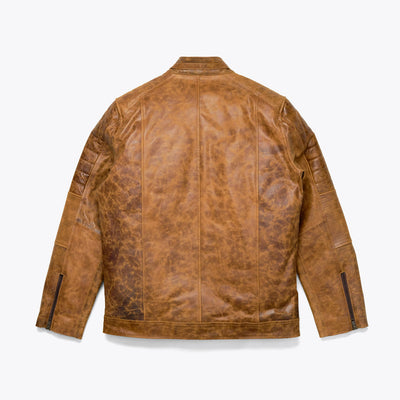 Back - Cafe Moto Jacket in Distressed Tan