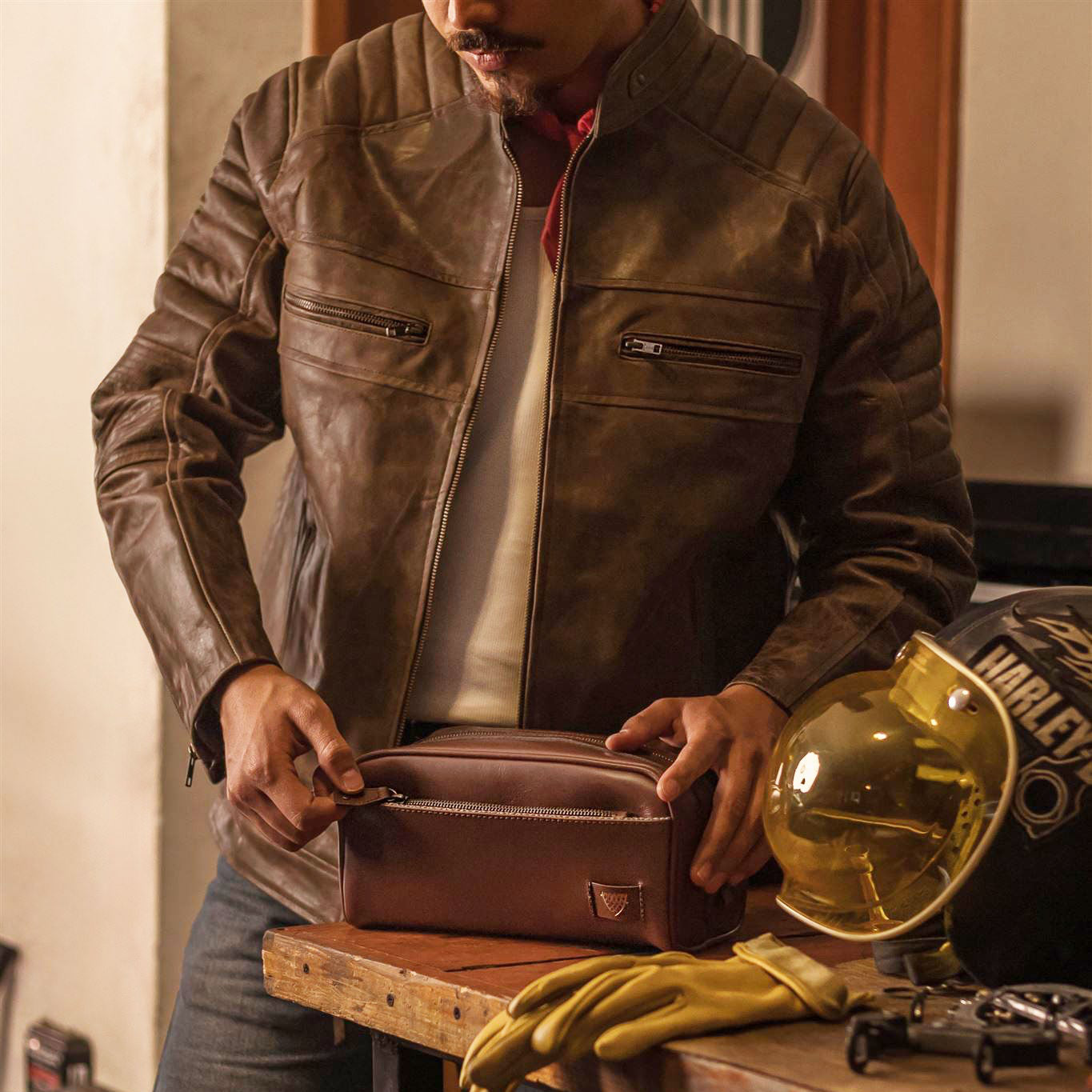 Vintage Cafe Moto Leather Jacket | Buffalo Jackson display picture 1