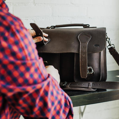 Denver Leather Briefcase | Dark Briar