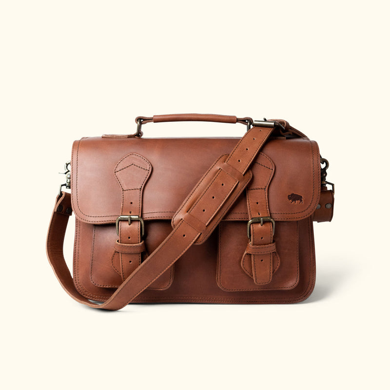 Men's Best Leather Briefcase | Autumn Brown front