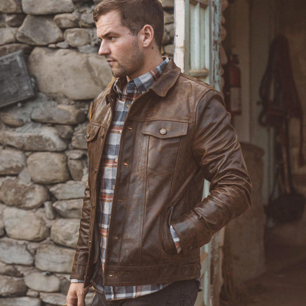 Brown Leather Jacket for Men (Driggs Jacket) | Buffalo Jackson