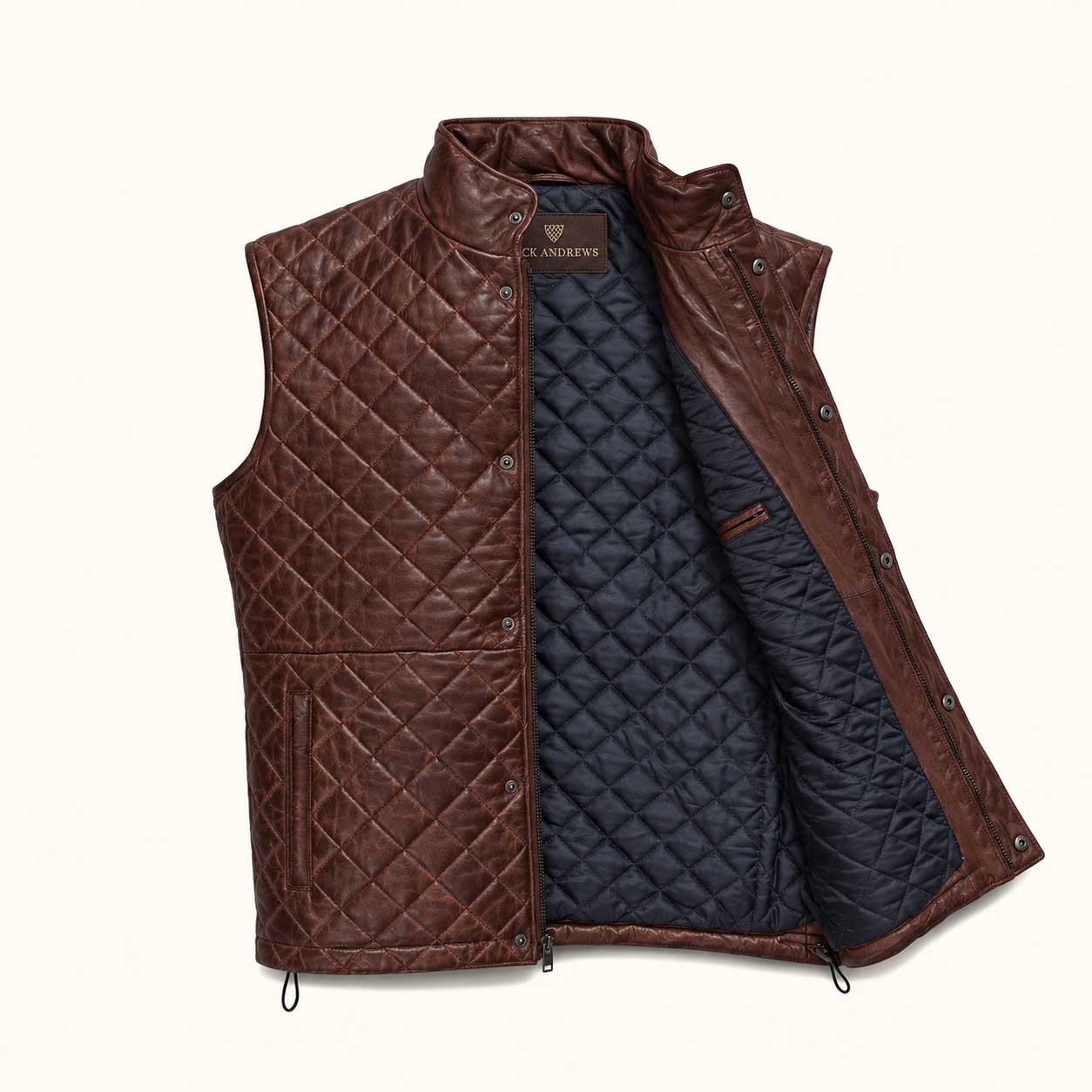 Highlands Quilted Leather Vest | Mahogany Brown
