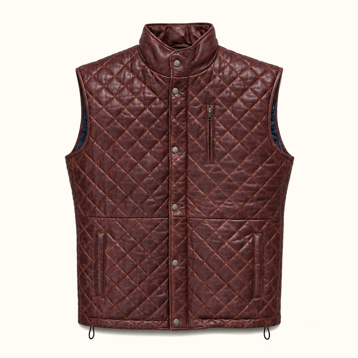 Highlands Quilted Leather Vest | Mahogany Brown