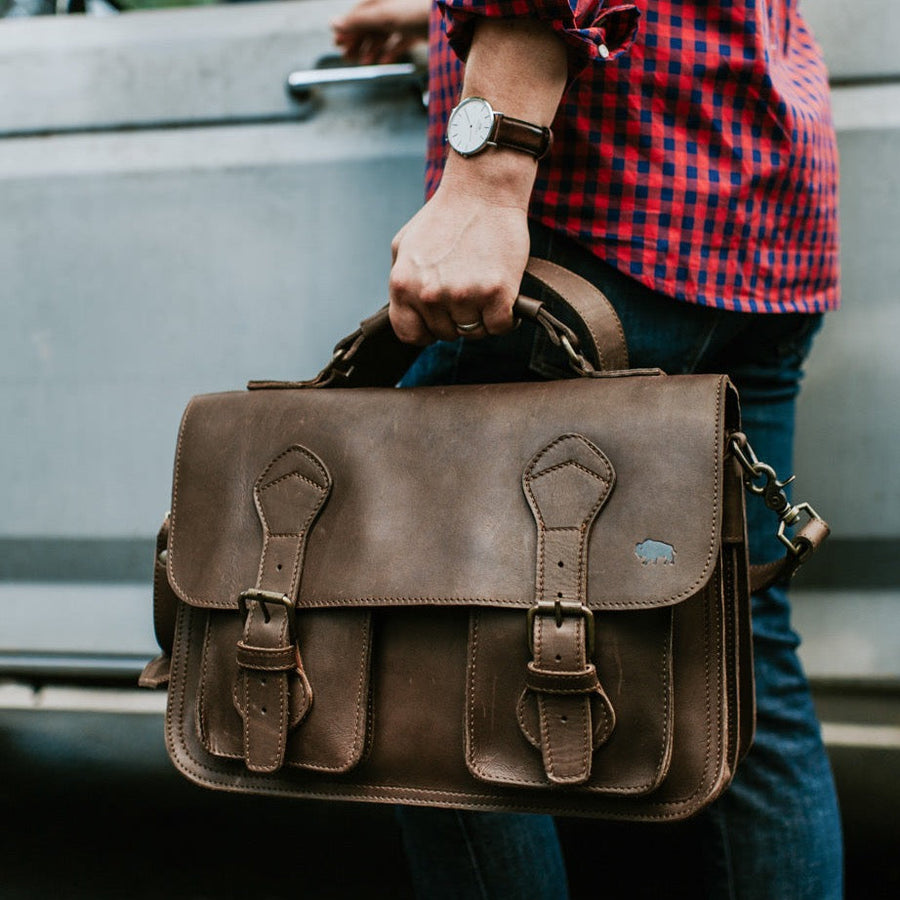 Denver Leather Briefcase | Dark Briar