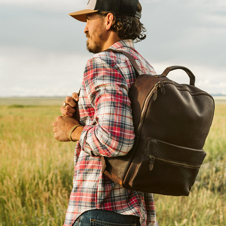 Walker Leather Commuter Backpack - Rugged Brown | 