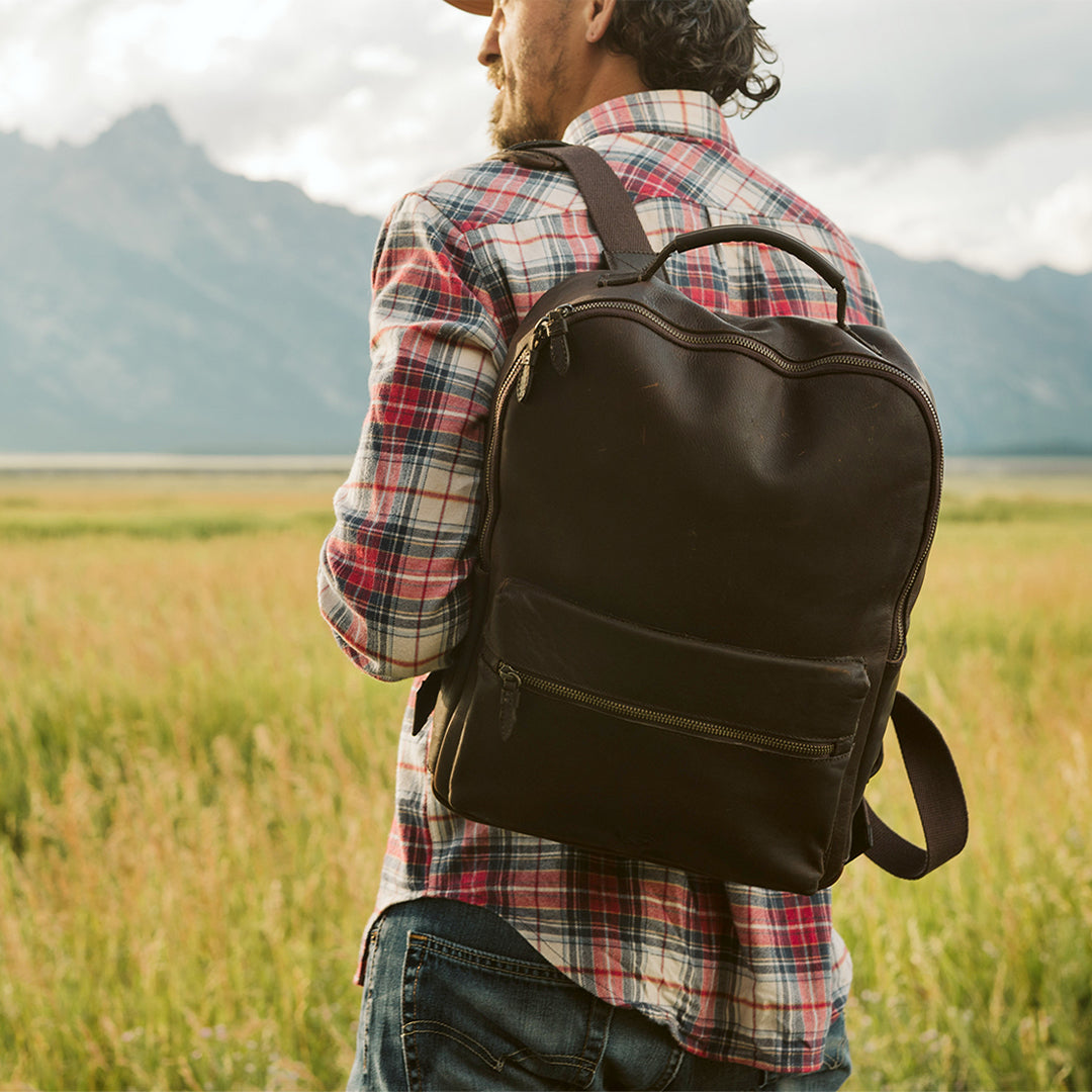 Walker Leather Commuter Backpack - Rugged Brown