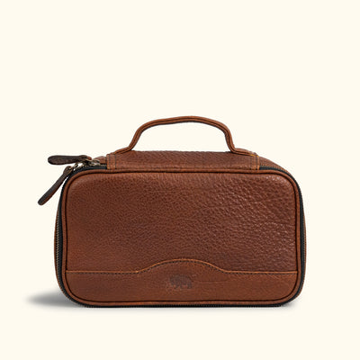 Mens Toiletry Kit - Carry Handle Full Grain Leather