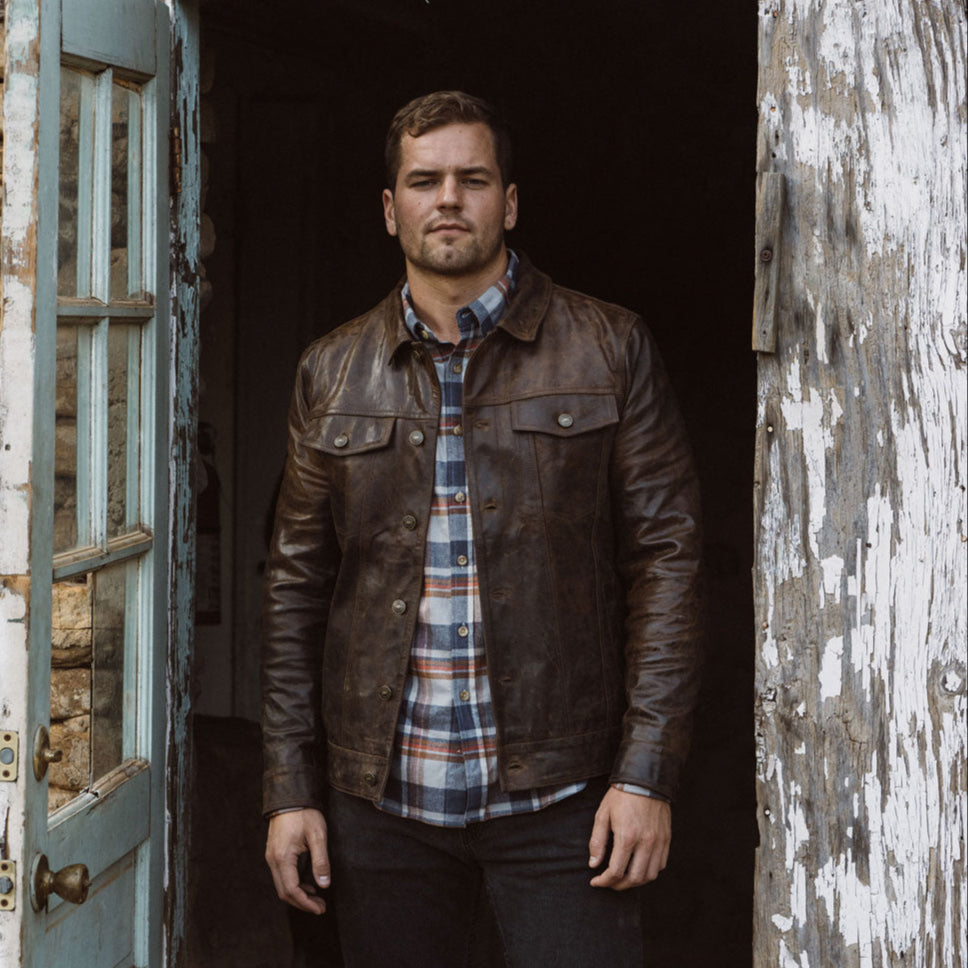 Brown Leather Jacket for Men (Driggs Jacket)