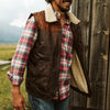 Jackson Leather Sherpa Vest | Tan & Brown