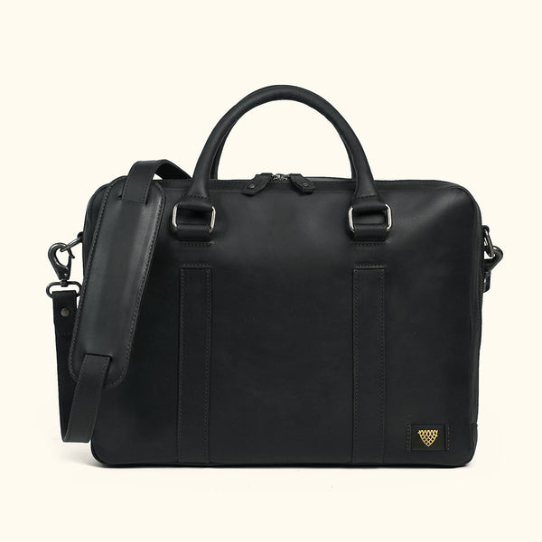 Black Modern Briefcase | Jack Andrews | Vintage Leather Luxury