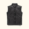 Crafted from premium leather, this quilted black vest ensures durability while providing a polished and stylish appearance.