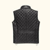 Enhance your wardrobe with this exquisite black leather quilted vest, combining luxury, comfort, and style for the discerning gentleman.