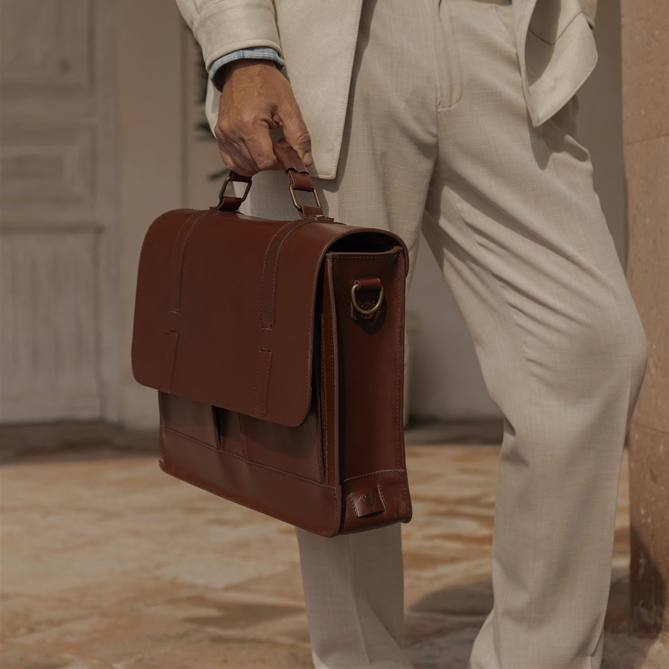 Luxury Leather Messenger Bag Briefcase