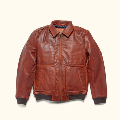 Limited Maverick Leather Bomber Jacket | Buffalo Grain Brown