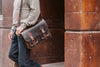 Sophisticated dark oak Roosevelt briefcase made from premium leather, designed for the modern professional.