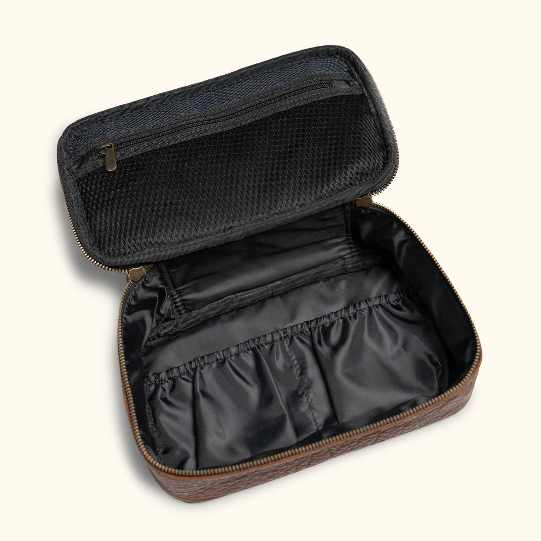 Travel Leather Dopp Kit, Brown Buffalo Leather