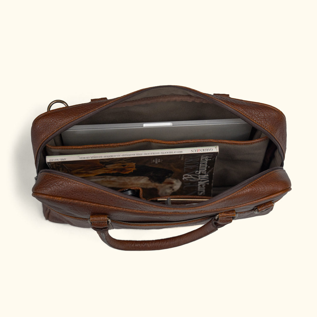 Opening - Separate Laptop Padded Compartment for Buffalo Grain Leather