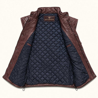 Highlands Quilted Leather Vest | Mahogany Brown