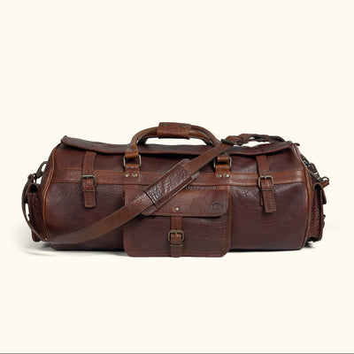 Dark Brown Buffalo Grain - Travel Duffle Bag Vintage