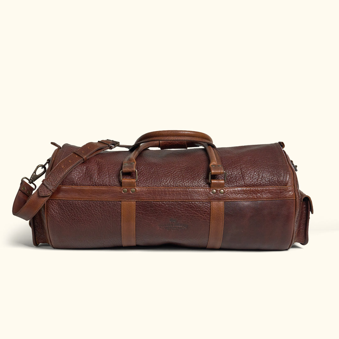 Rear View - Buffalo Travel Duffle in Buffalo Grain Texture