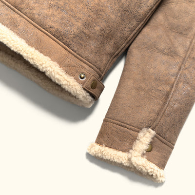 Shearling Leather Bomber Jacket | Sandstone Brown