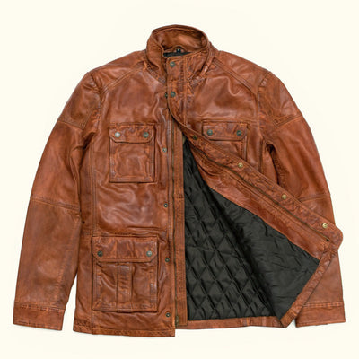 Vintage Leather Military Jacket hover