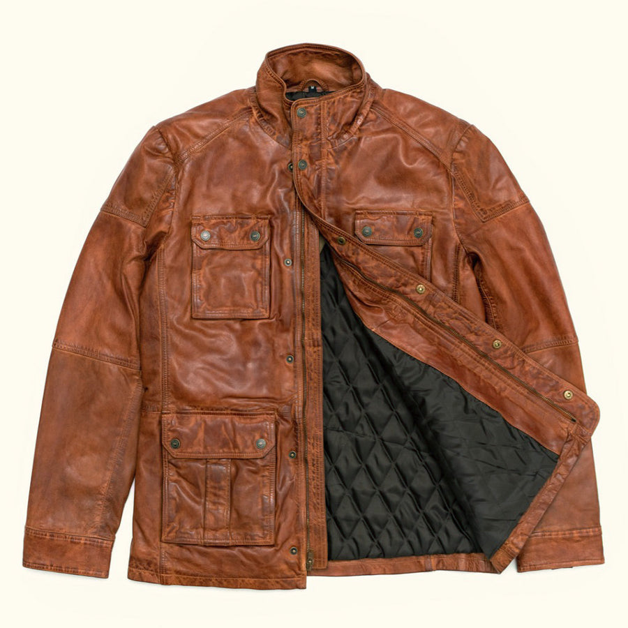 Mens Military Leather Jacket - Casual