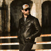 Black Motorcycle Leather Jacket - Two Zippered Front Pockets