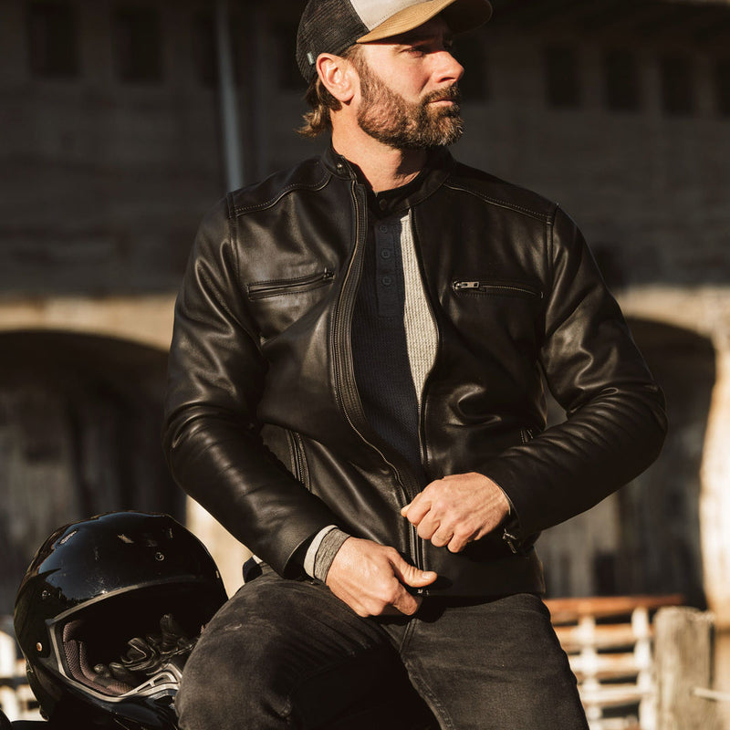 Leather jacket moto mens best sale