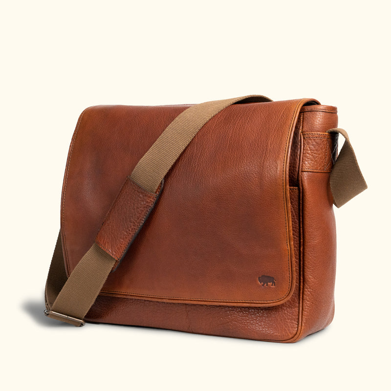 Buffalo Jackson Trading Co. Roosevelt Leather Laptop Messenger Bag | Amber Brown