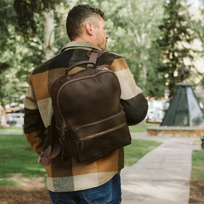 Walker Leather Commuter Backpack - Rugged Brown