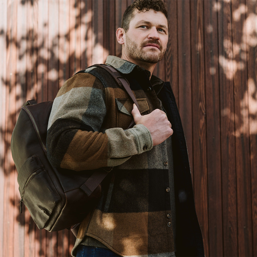 Walker Leather Backpack Bag in Brown