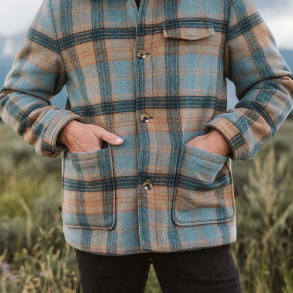 Men's Wool Coat | Wesley Blue Plaid | Buffalo Jackson