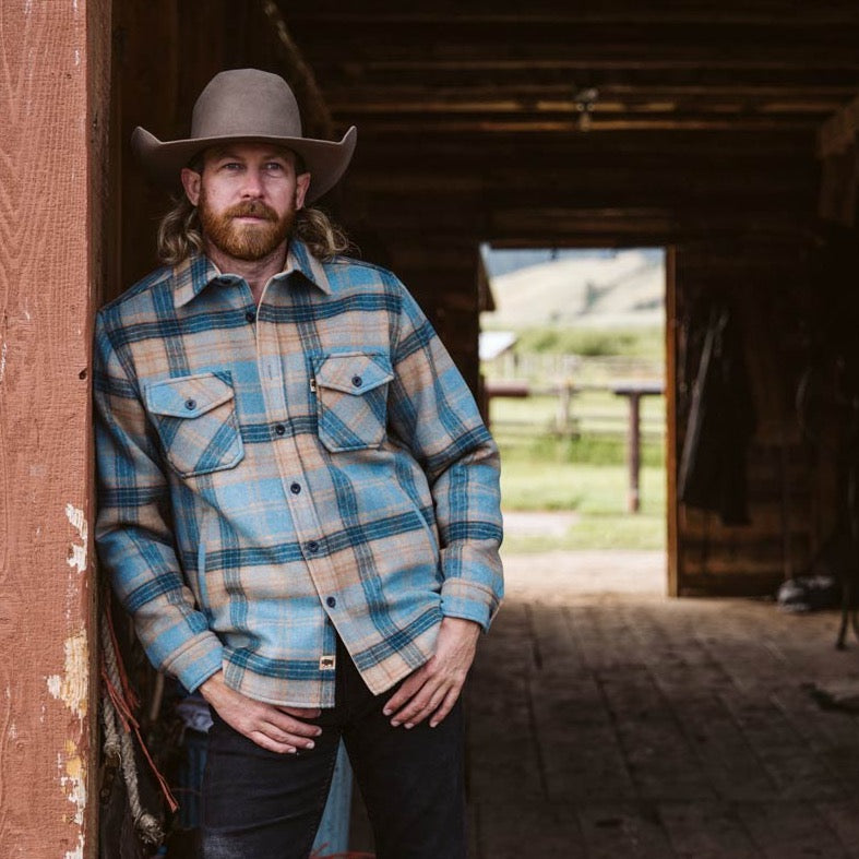 Mens Overshirt Wool Shirt | Buffalo Jackson | Sky Valley Blue Plaid