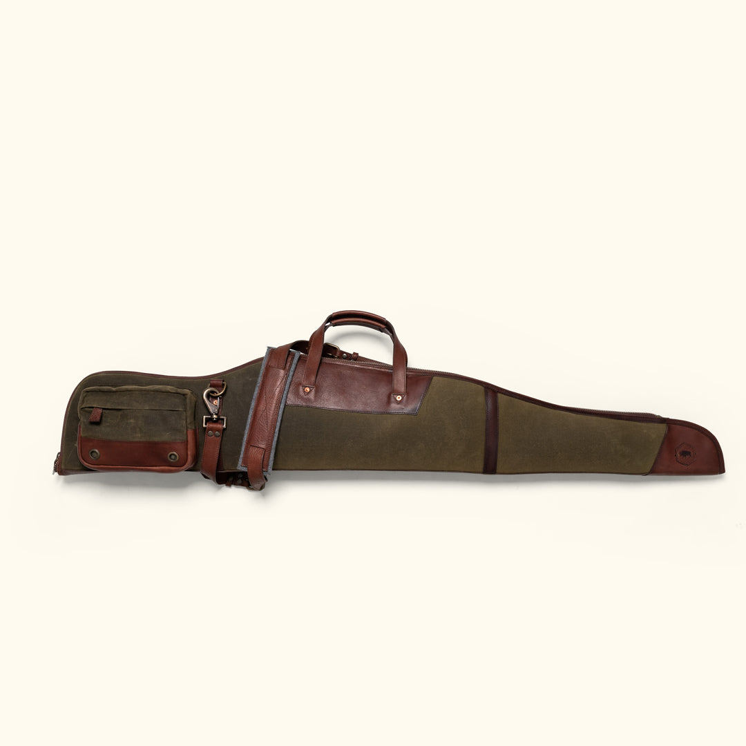 Dakota Rifle Case | Waxed Canvas Green w/ Dark Briar Leather