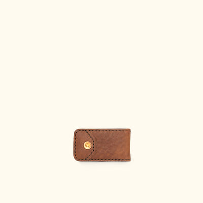 Dakota Leather Magnetic Money Clip | Chestnut Brown