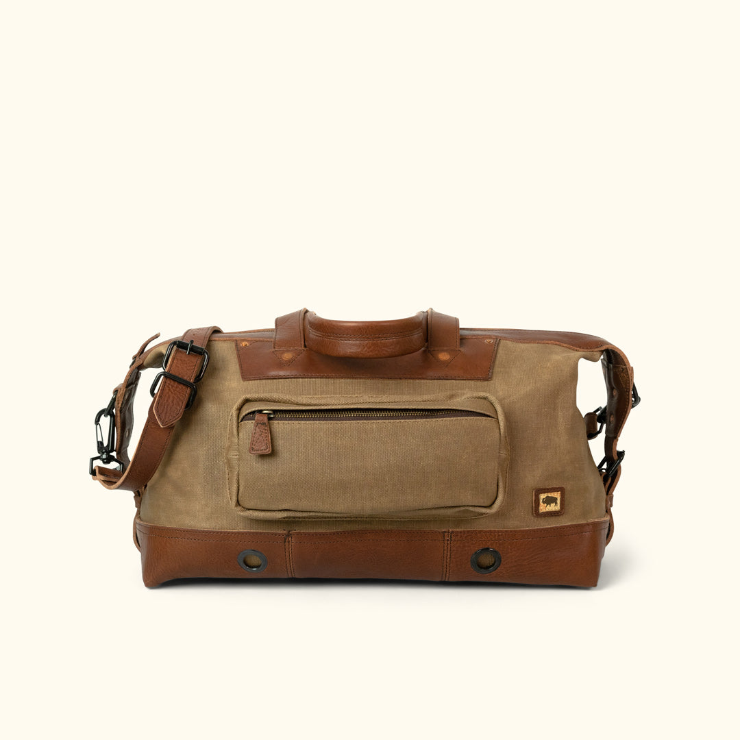 Men's Classic Waxed Canvas Weekend Bag Khaki Front