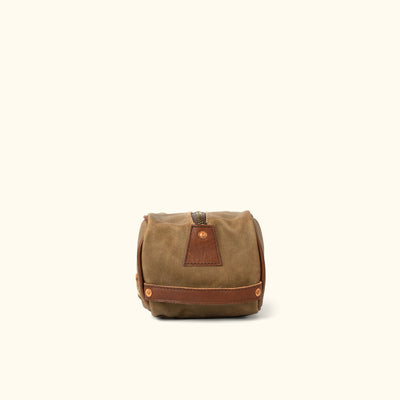 Dakota Waxed Canvas Dopp Kit Toiletry Bag | Field Khaki w/ Chestnut Brown Leather