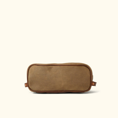 Dakota Waxed Canvas Dopp Kit Toiletry Bag | Field Khaki w/ Chestnut Brown Leather