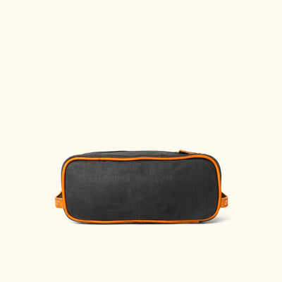 Dakota Waxed Canvas Dopp Kit Toiletry Bag | Navy Charcoal w/ Saddle Tan Leather