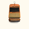 Dakota Waxed Canvas Hanging Toiletry Bag/Dopp Kit | Navy Charcoal w/ Saddle Tan Leather