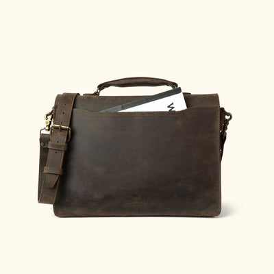 Denver Leather Attache Briefcase | Dark Walnut