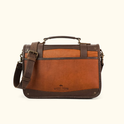 Men's vintage Leather Briefcase brown back