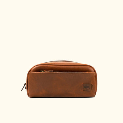 Vintage Leather Leather Dopp Kit | Elderwood front