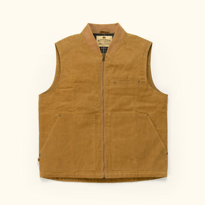 Men's Rugged Waxed Canvas vest tobacco tan